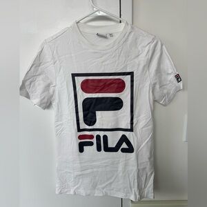 Fila White T-Shirt with Red and Black Logo size S